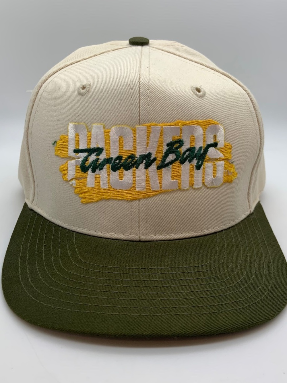 Vintage Otto Cap Green Bay Packers NFL Trucker Style White/Olive Green Hat